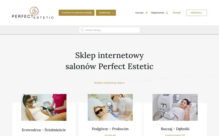 Strona główna sklepu salonów Perfect Estetic