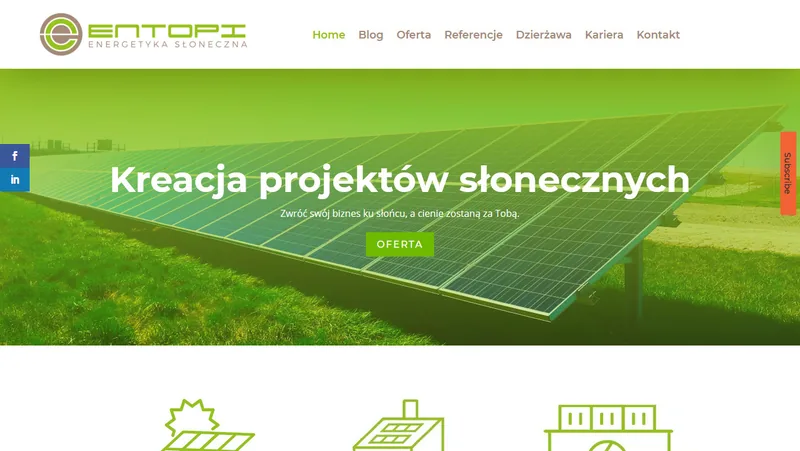 Strona internetowa Entopi — energetyka słoneczna